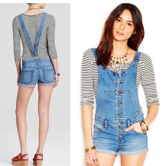 Free people denim overall shorts romper size 27 - Picture 3 of 9
